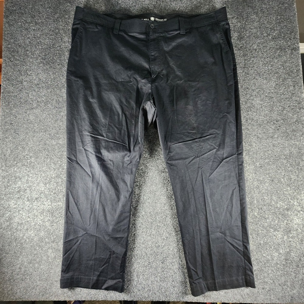 Oak Hill DXL Mens Black Straight Fit Chino Pants 50x30 Cotton Blend Stretch